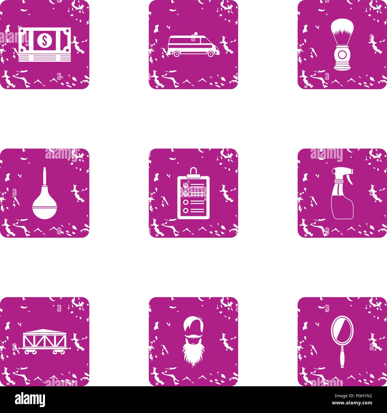 Dollar icons set, grunge style Stock Vector