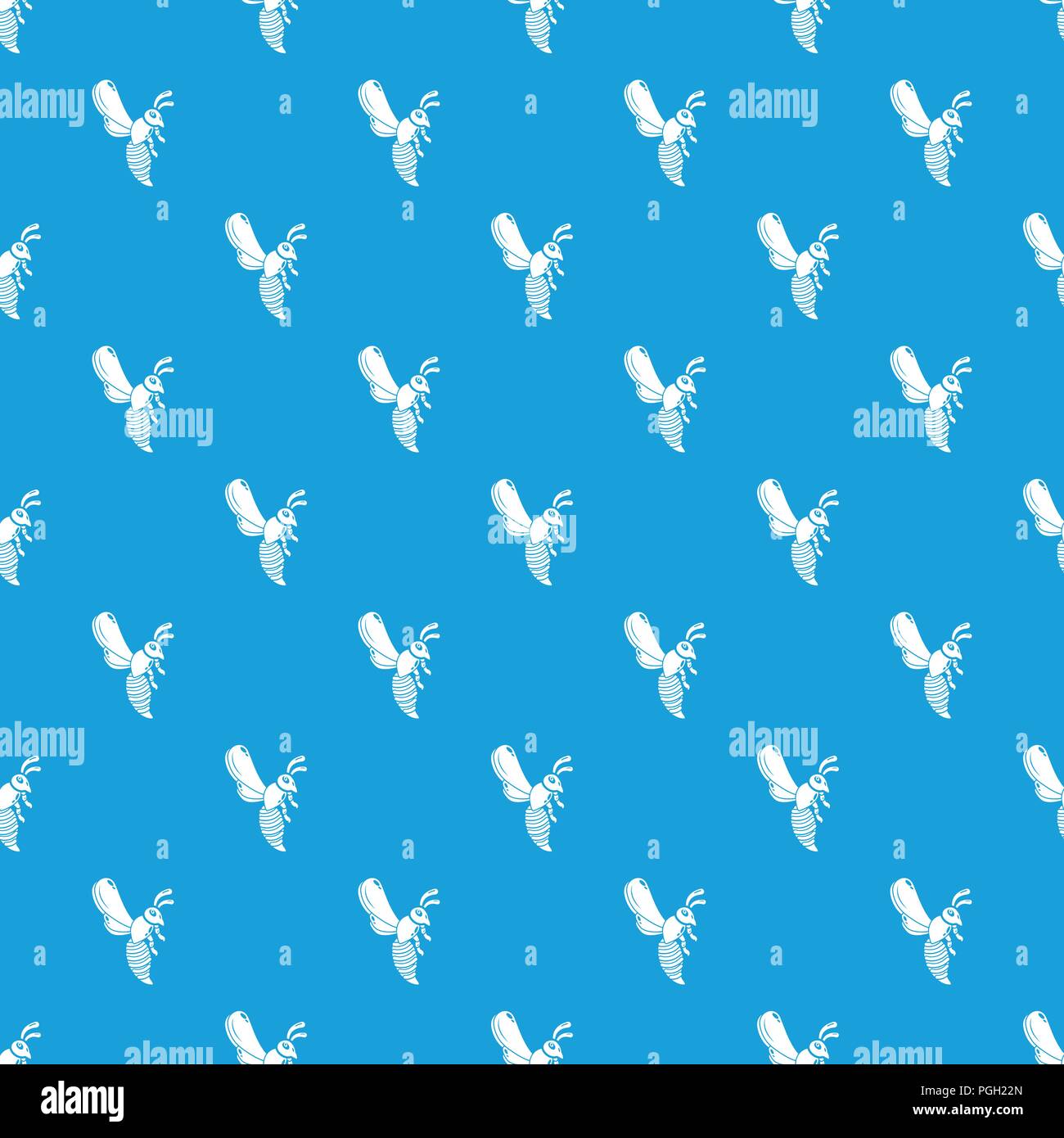Bee pattern vector seamless blue Stock Vector
