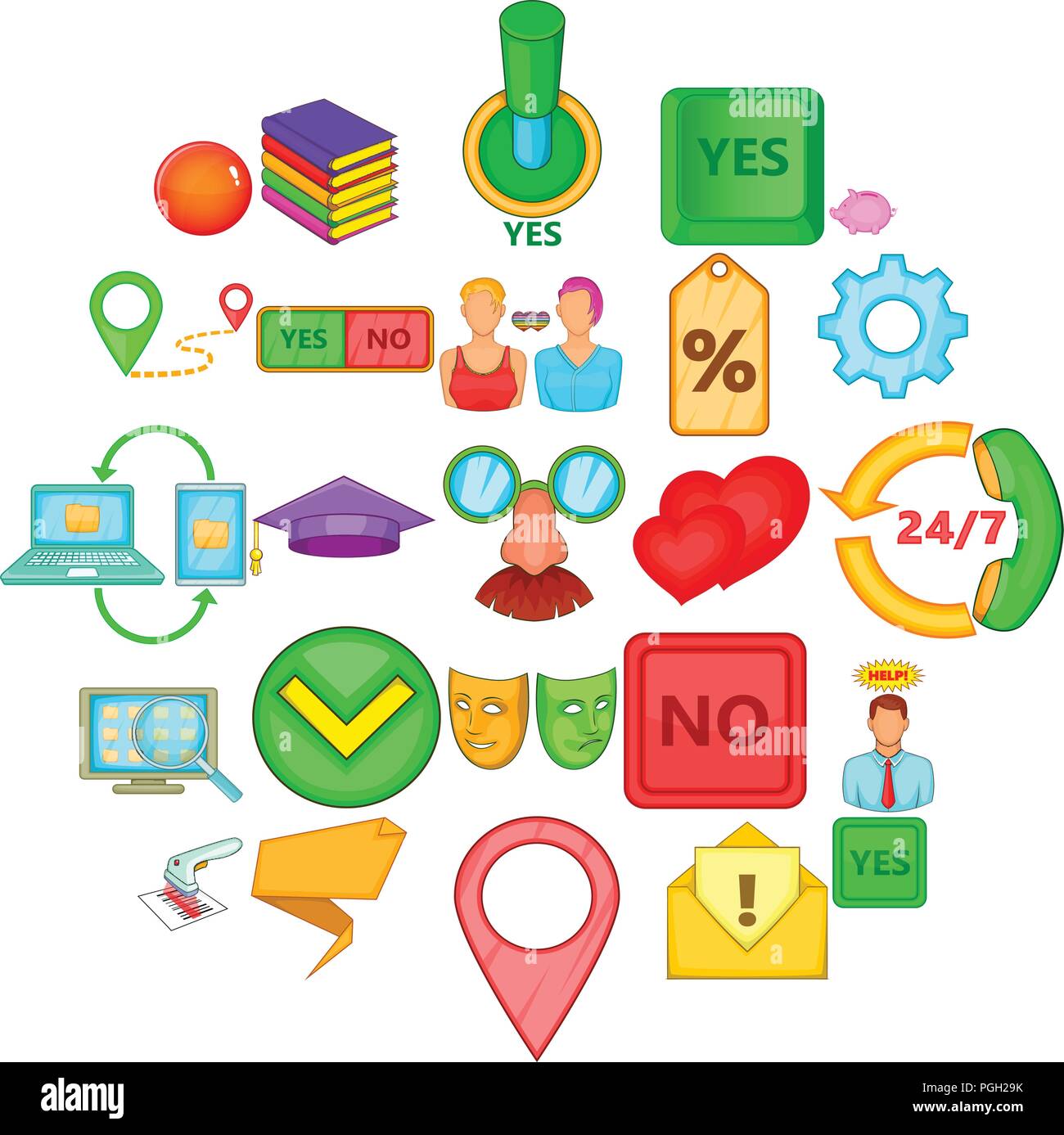 Screening icons set, cartoon style Stock Vector Image & Art - Alamy