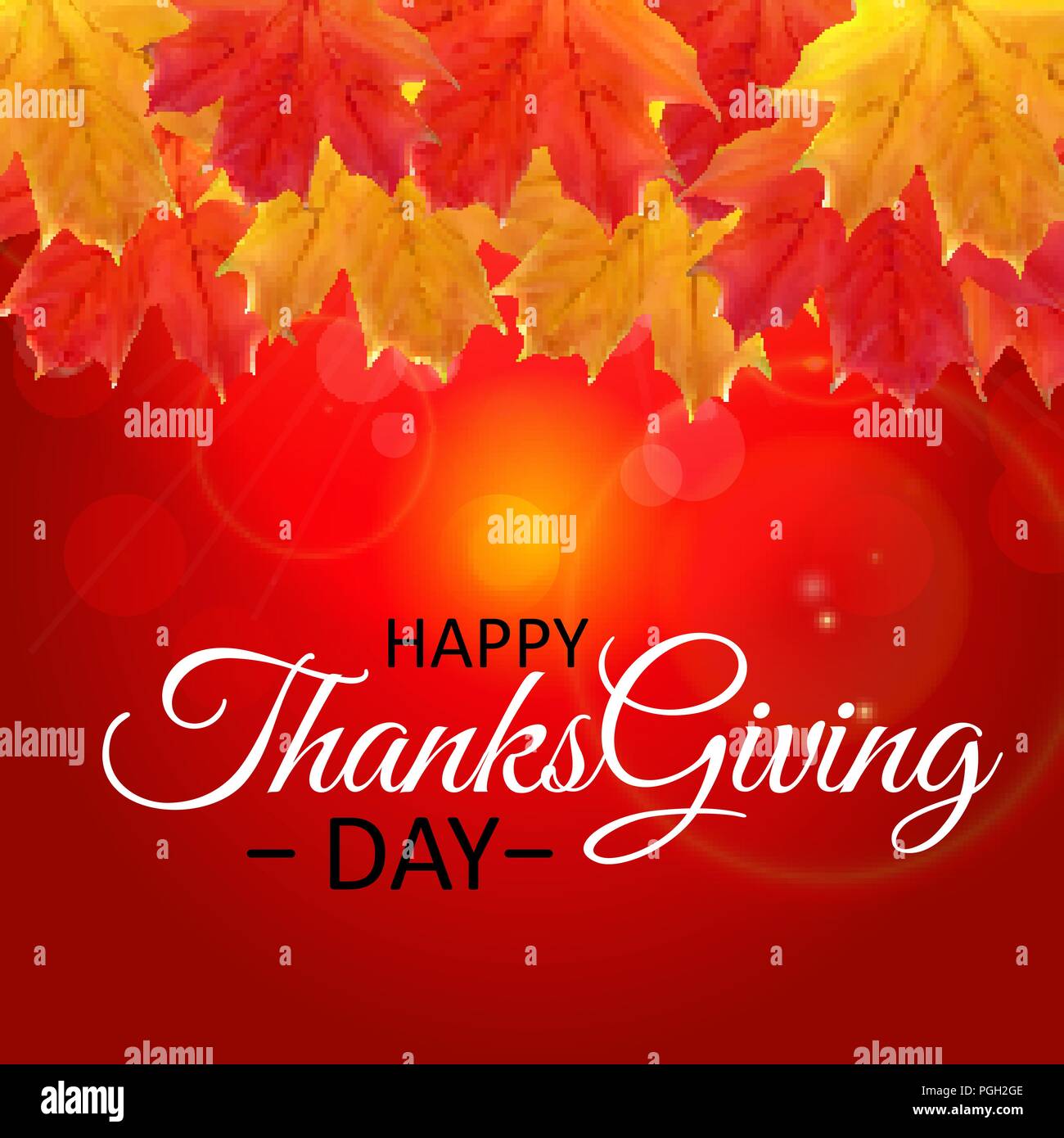 Happy Thanksgiving Day Background with Shiny Autumn Natural Leaves ...