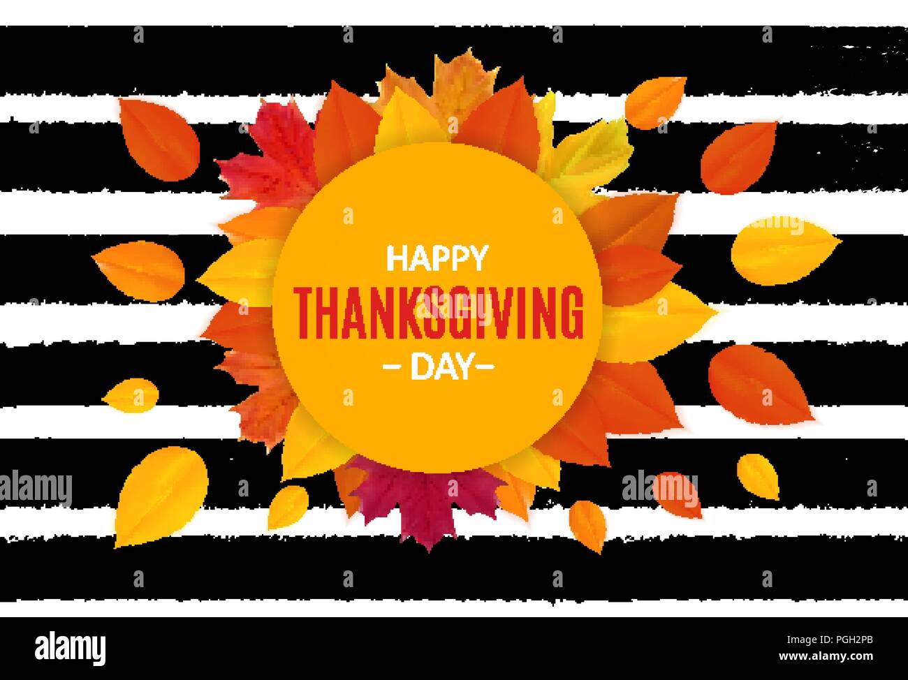 Happy Thanksgiving Day Background with Shiny Autumn Natural Leaves ...