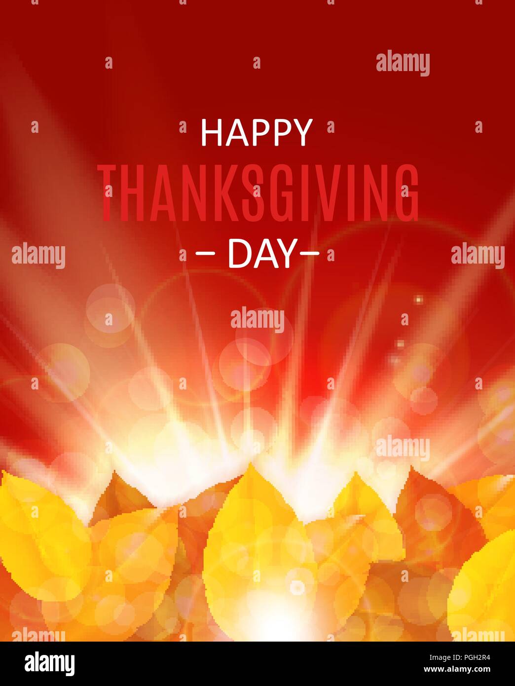 Happy Thanksgiving Day Background with Shiny Autumn Natural Leaves ...