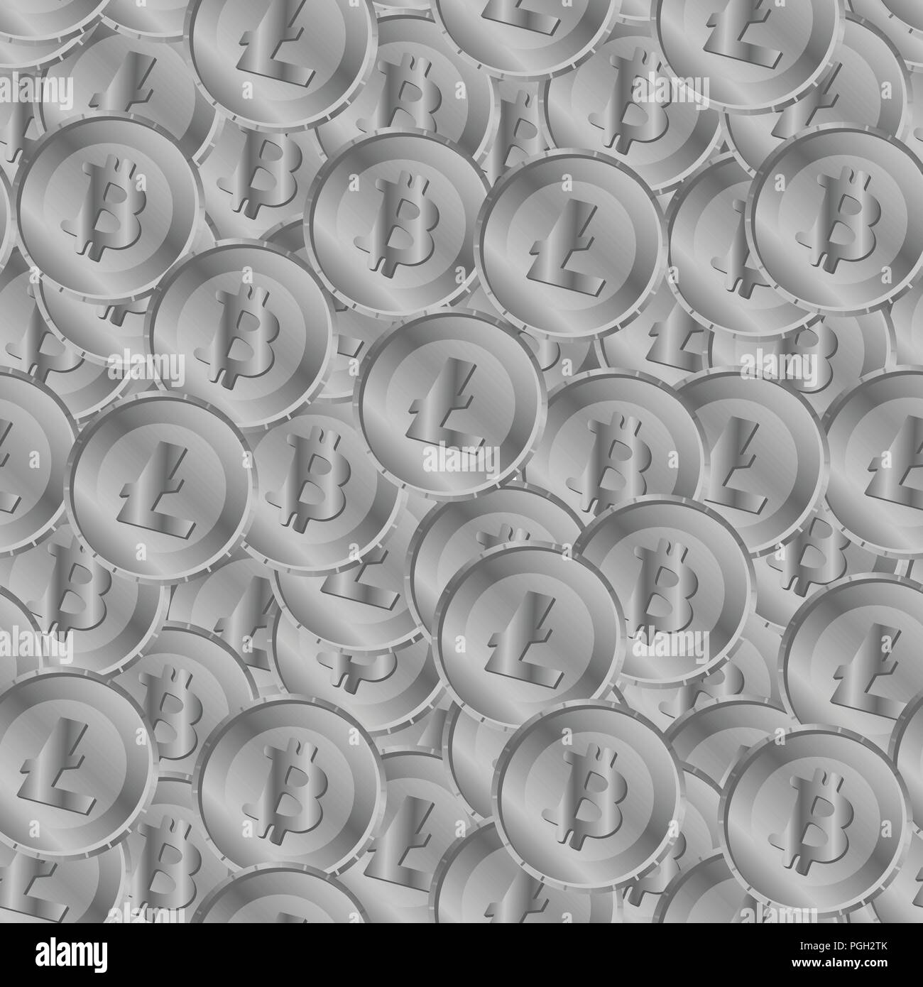 Seamless pattern of litecoin and bitcoin Stock Vector