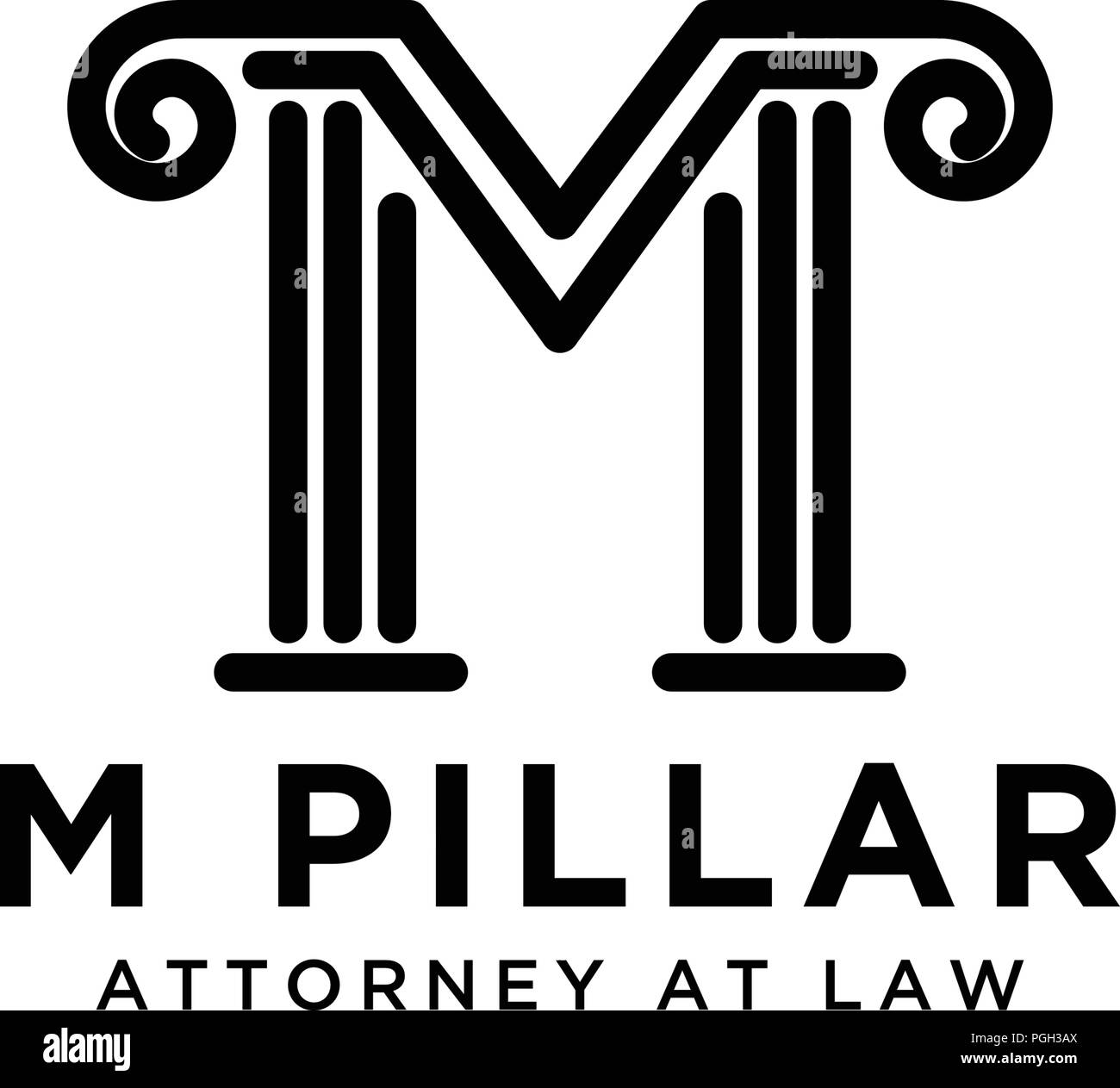 Letter M Pillar Attorney At Law Logo Design Stock Vector Art