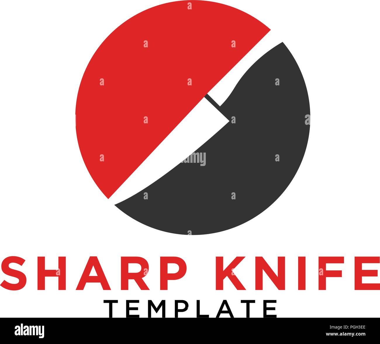 Simple sharp knife on a circle logo design template Stock Vector