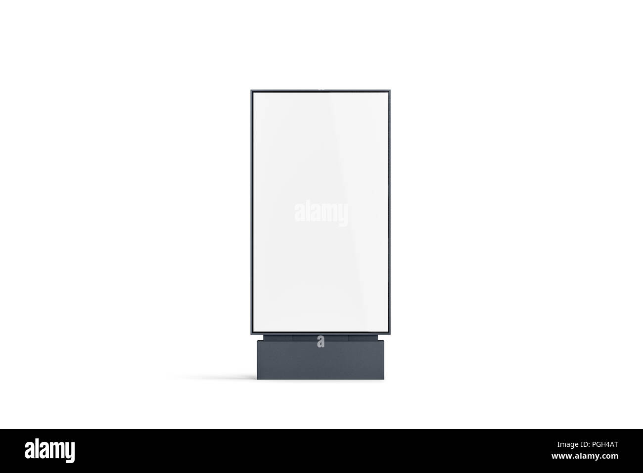 Blank white pylon banner mockup, front view, isolated, 3d rendering. Empty outdoor signage mock up. Clear street poster billboard for advertising. Dis Stock Photo