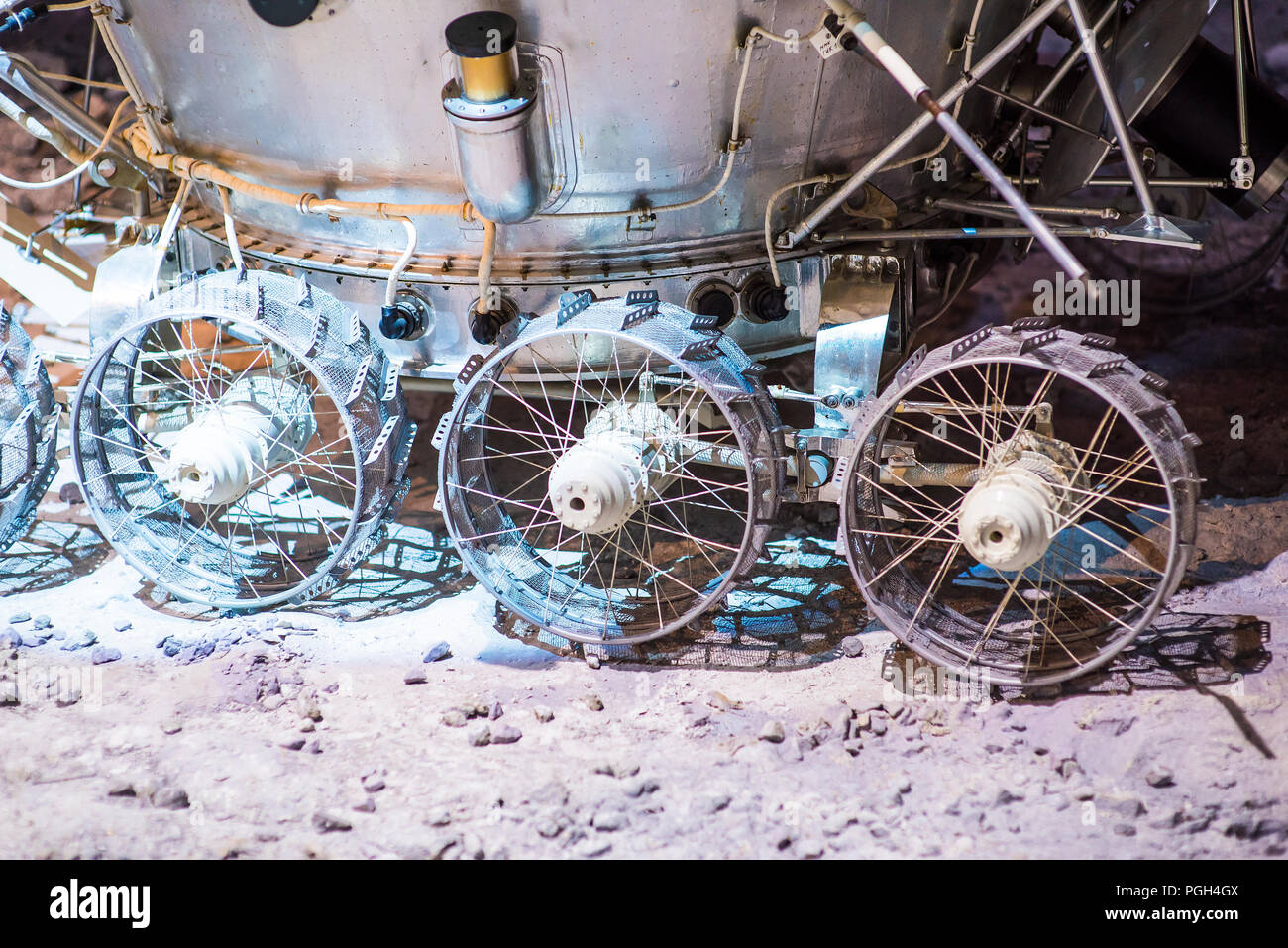 Prototype of an old wheel of a moon robot Stock Photo