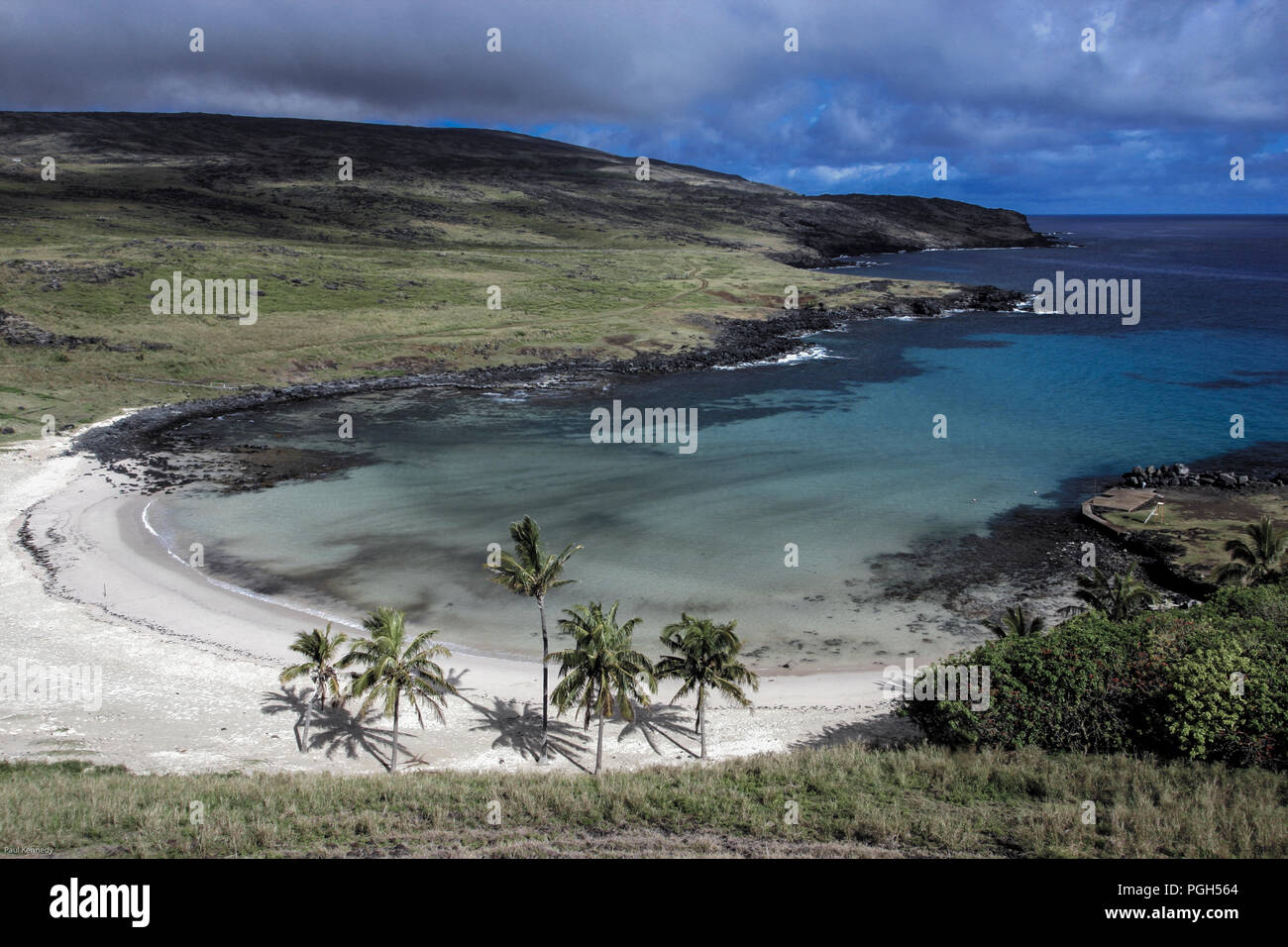 Anakena beach on Rapa Nui (Easter Island) a remote Polynesian island  governed by Chile in the Pacific Ocean Stock Photo - Alamy