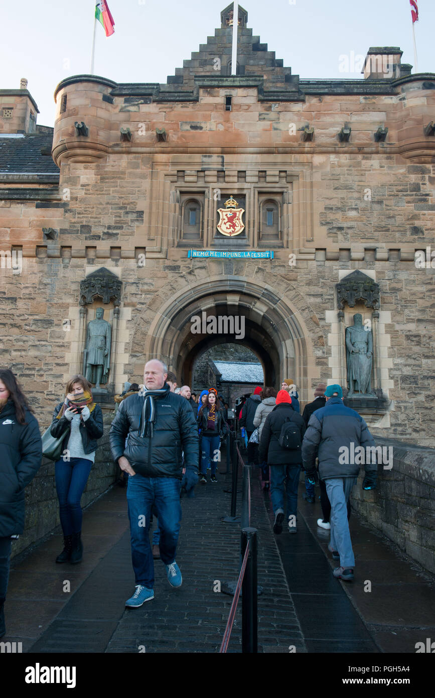 General shots of tourists at edinburgh castle esplanade for story on visitor numbers, Tourism Stock Photo