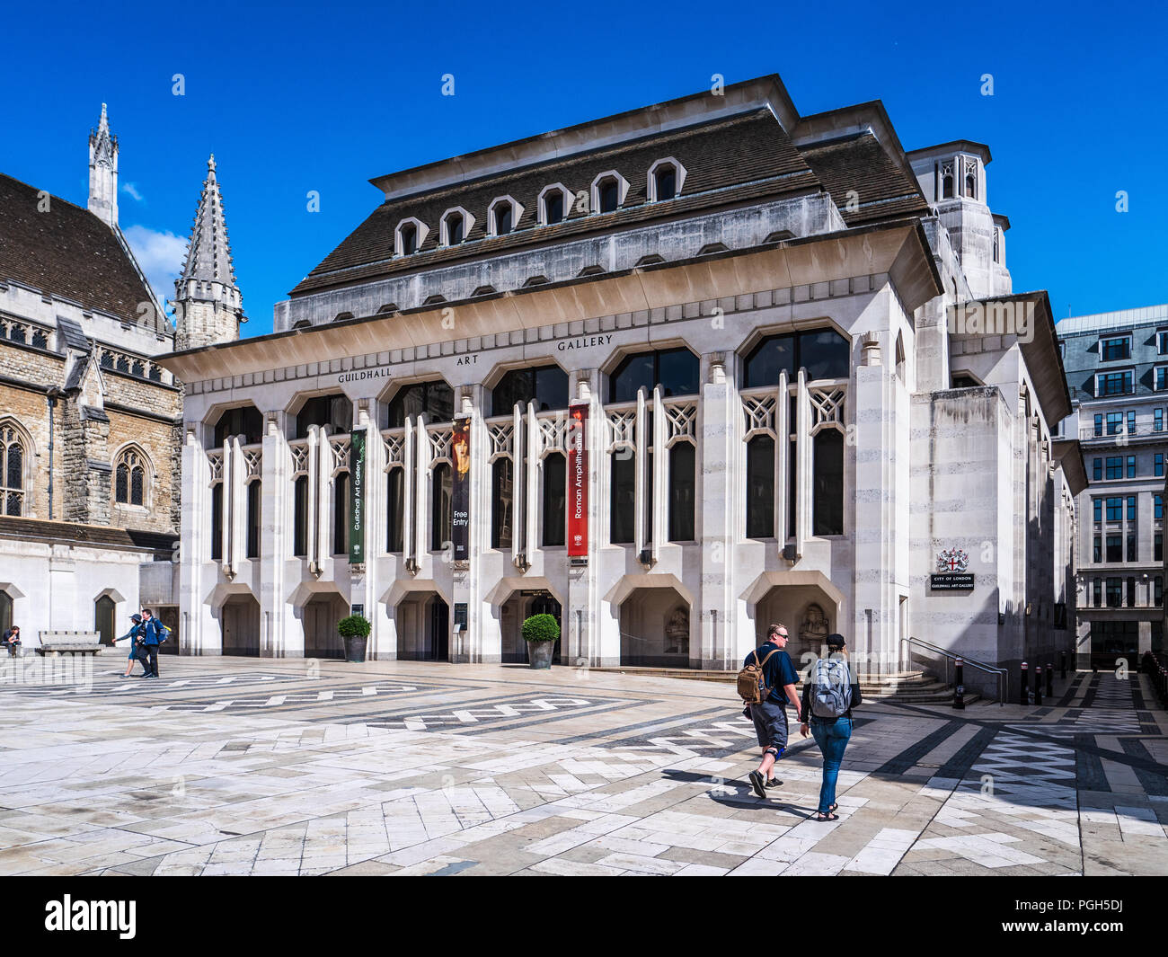 The Guildhall Art Gallery in the Guildhall complex in the City of London, UK. The gallery contains artworks dating from 1670 to the present Stock Photo