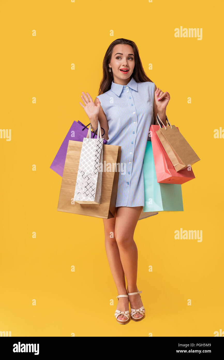 Girl Casual Clothes Shopping Bags Lots Stock Photo 2294403535