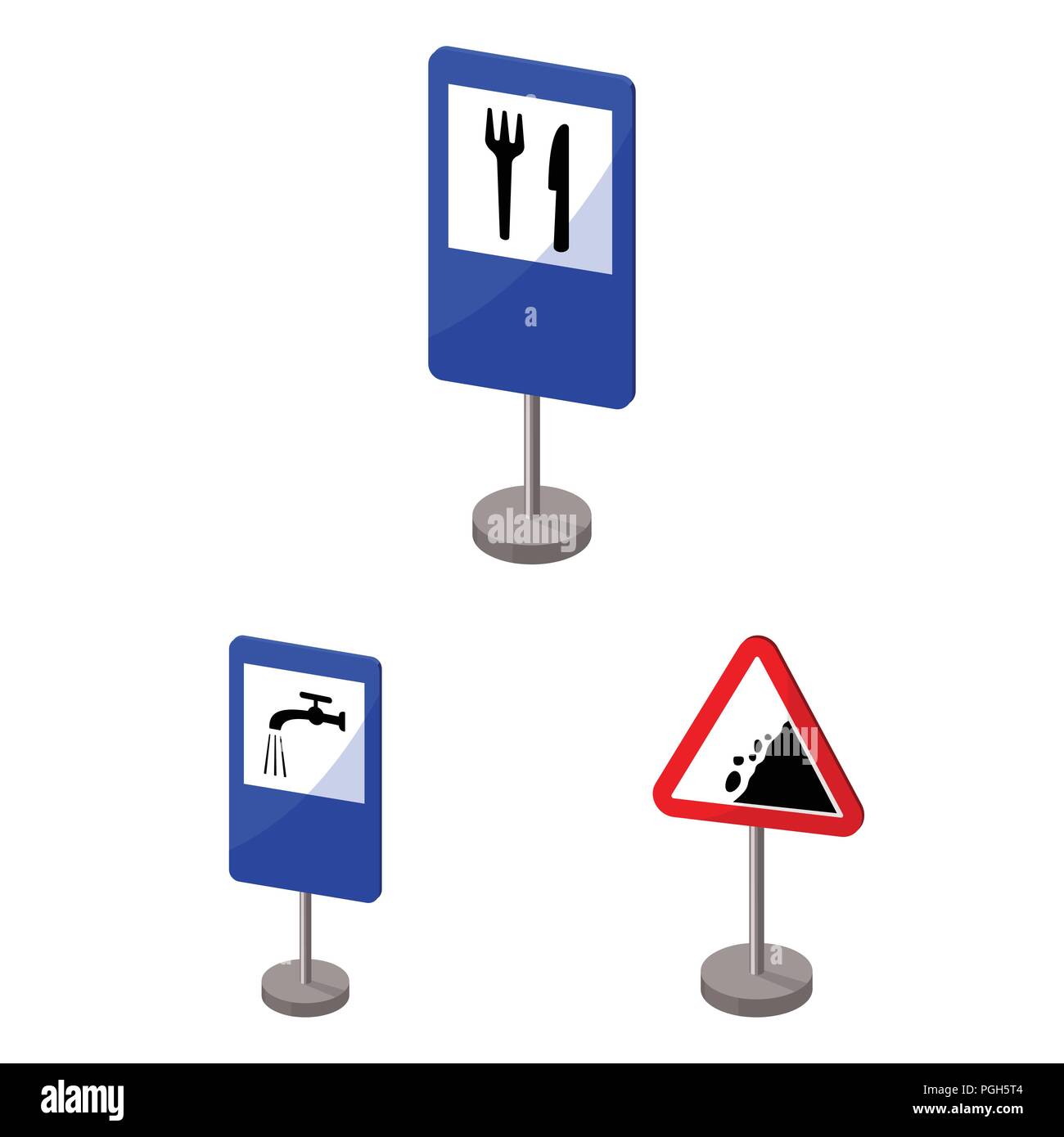Different types of road signs cartoon icons in set collection for ...