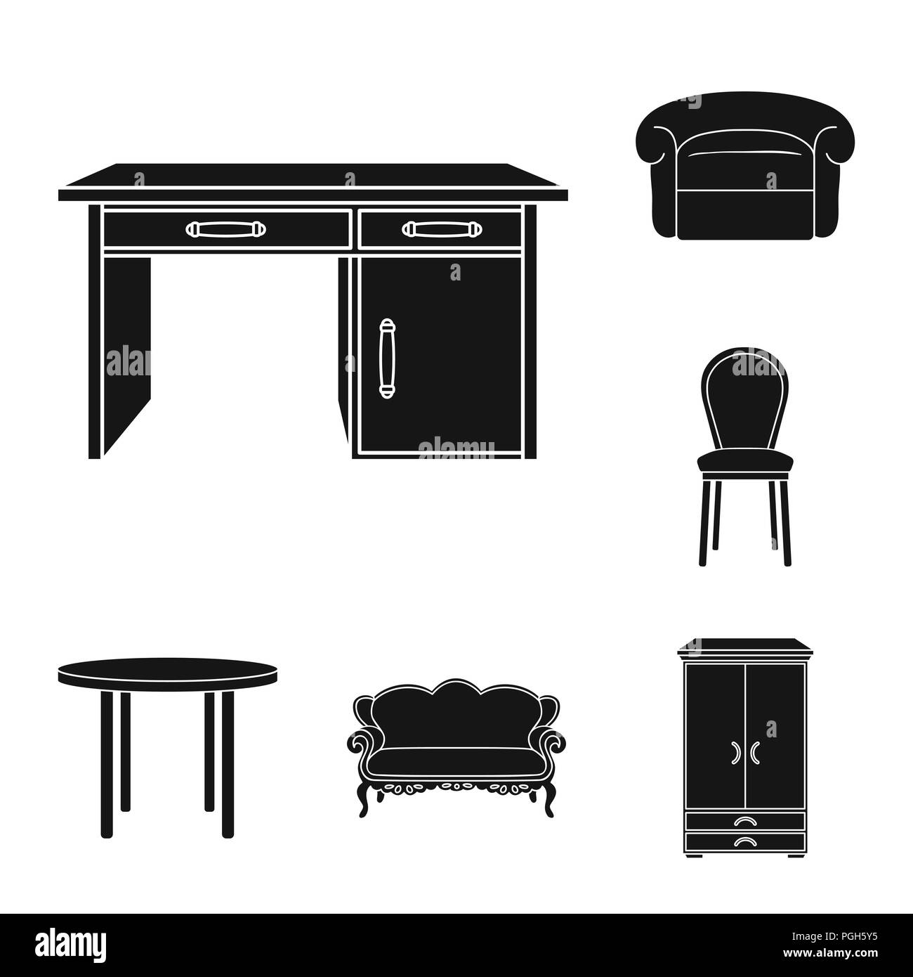 Furniture and interior black icons in set collection for design.Home ...