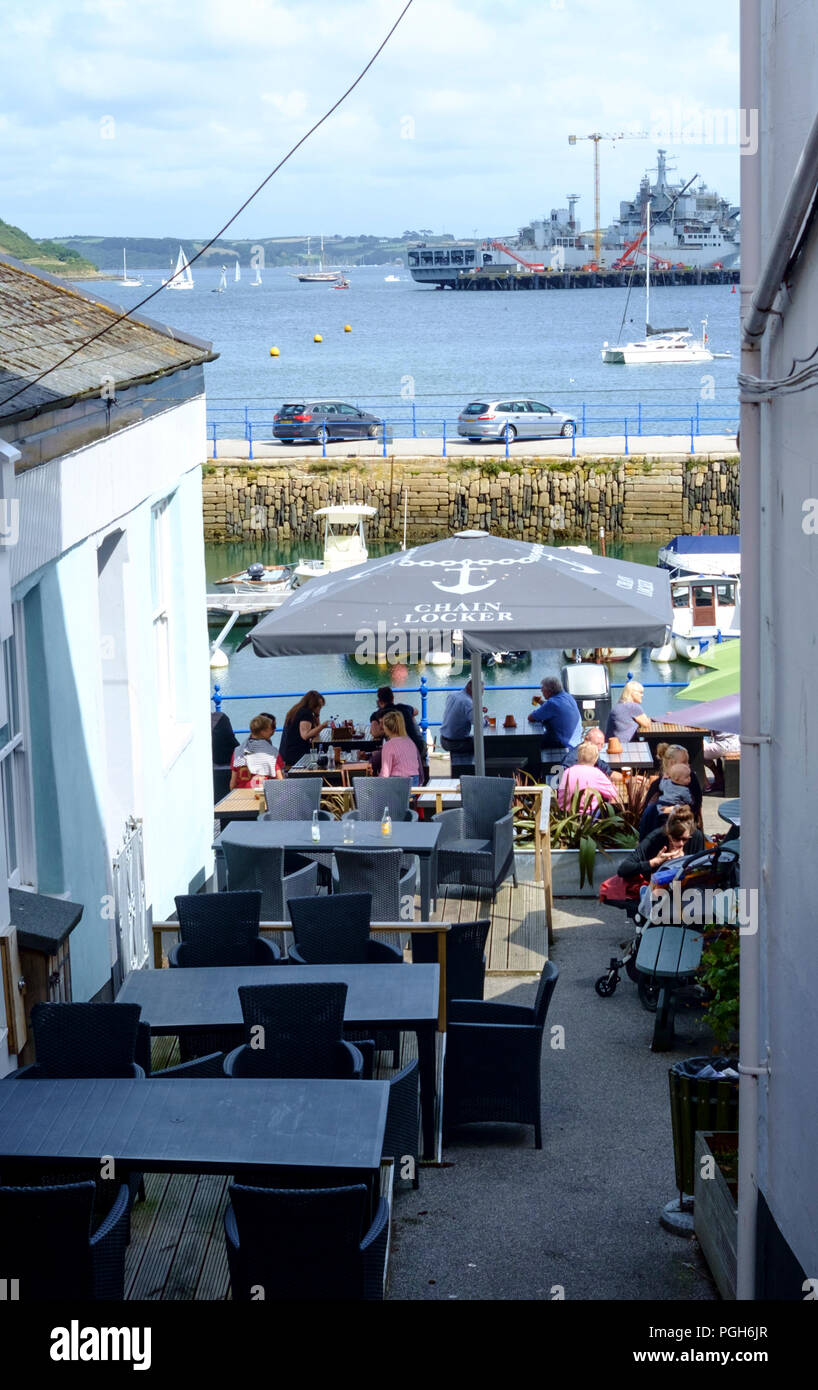 Falmouth a coastal town and Port in Cornwall England UK, the Chain Locker Pub. Stock Photo