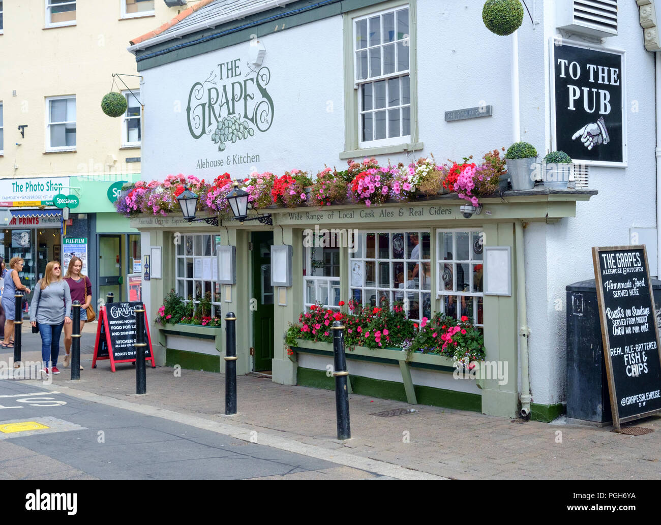Falmouth a coastal town and Port in Cornwall England UK The Grapes Ale