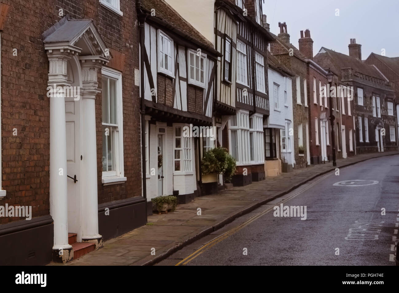 December 2016 a street in historic medieval town Sandwich in Kent