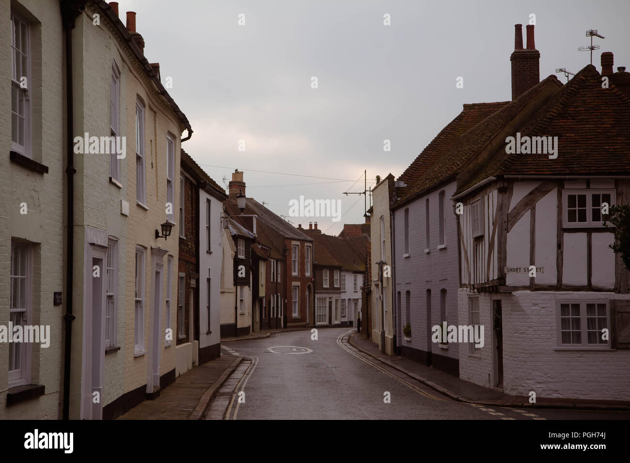 December 2016 a street in historic medieval town Sandwich in Kent