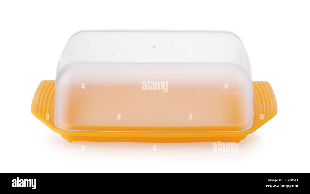 Plastic butter container isolated on white background Stock Photo Alamy