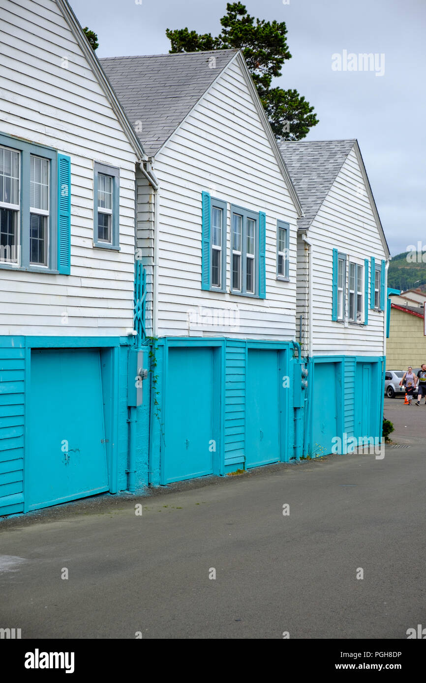 Blue houses in Seaside, Oregon, USA Stock Photo Alamy