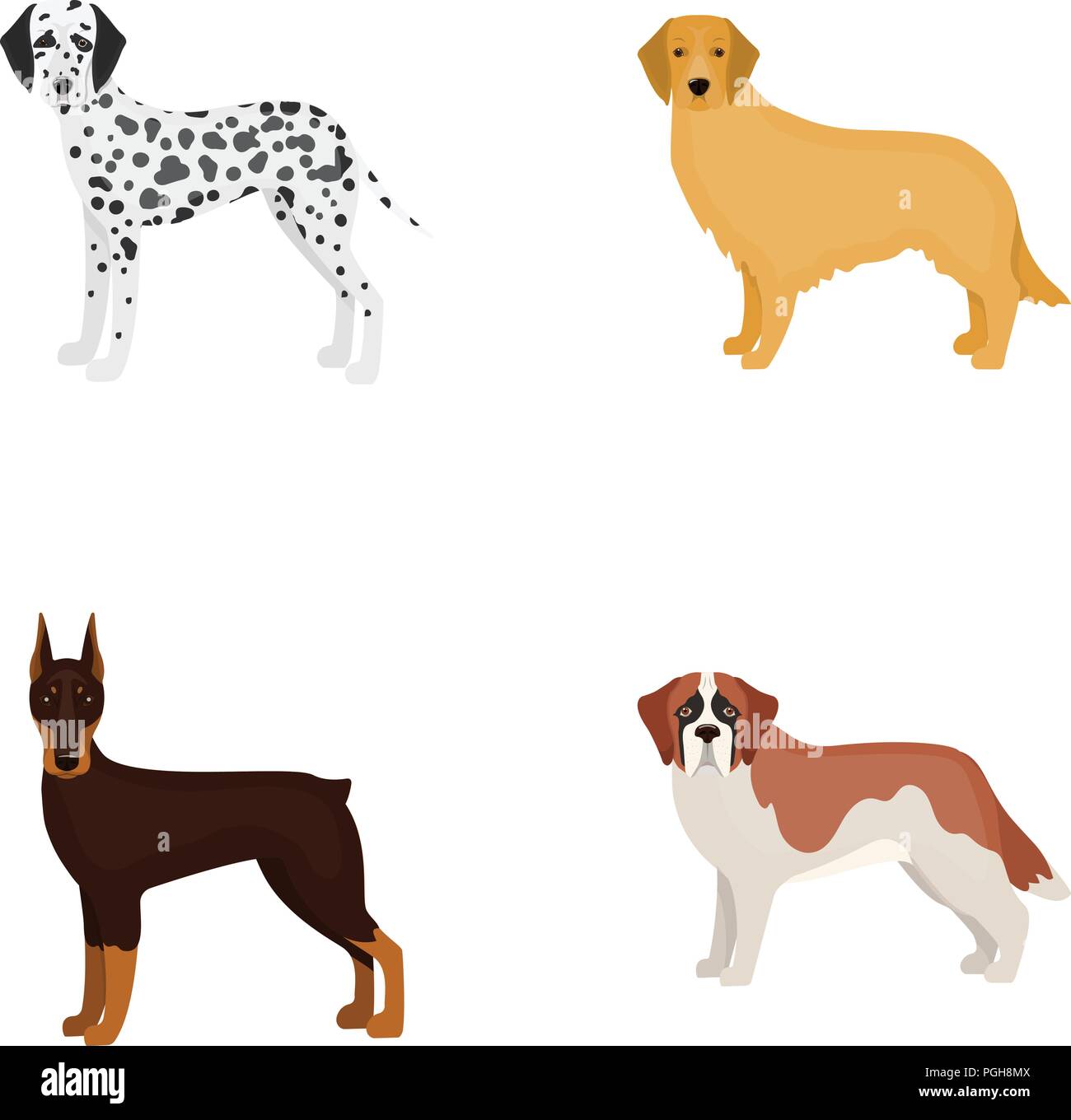 Dog breeds cartoon icons in set collection for design.Dog pet vector ...