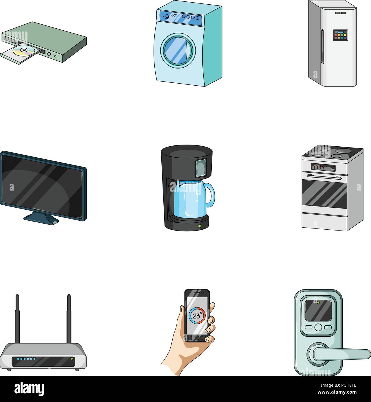 Kitchen appliances cartoon icons in set collection for design.Home