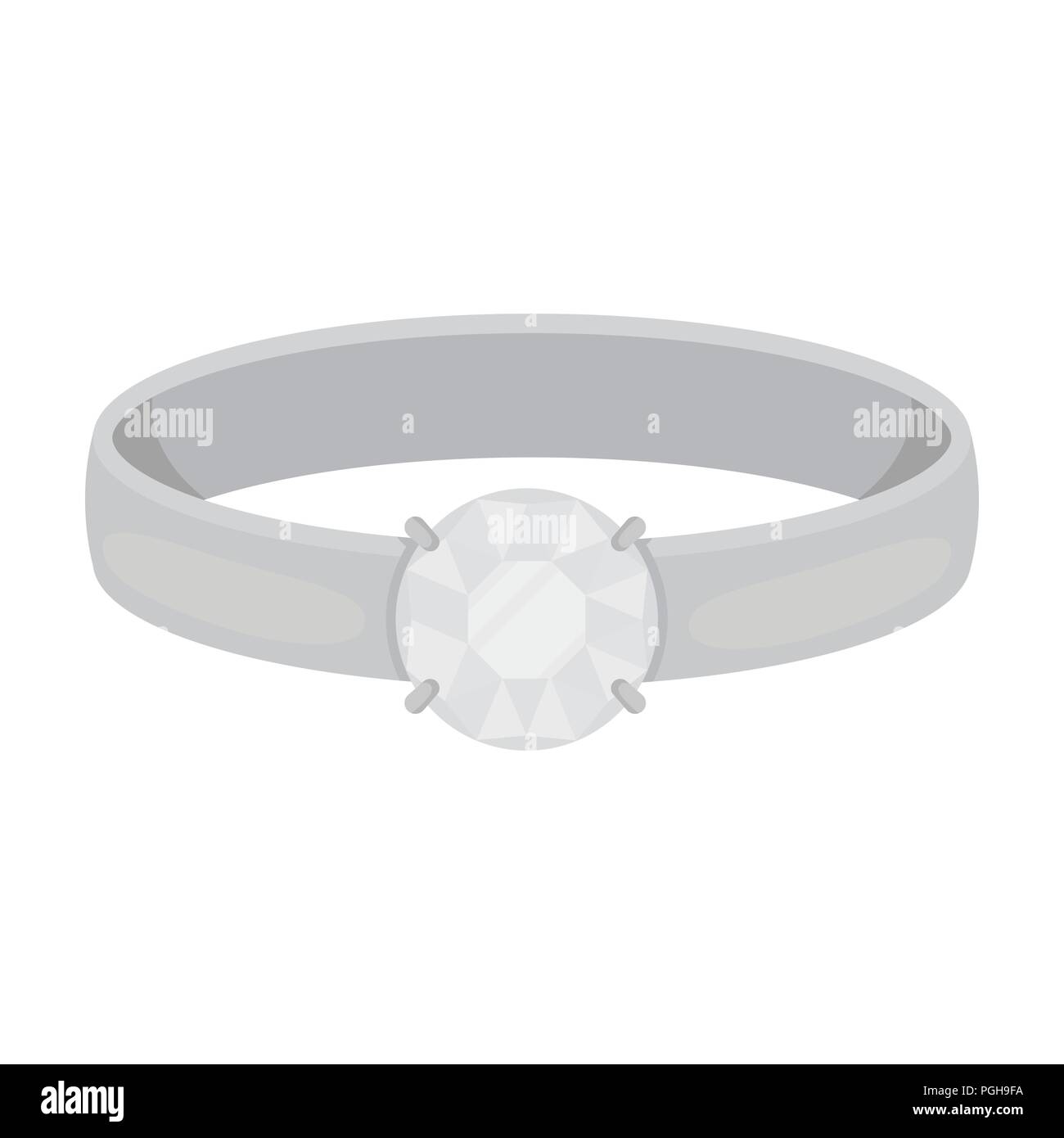 Ring with diamond icon in monochrome style isolated on white background ...