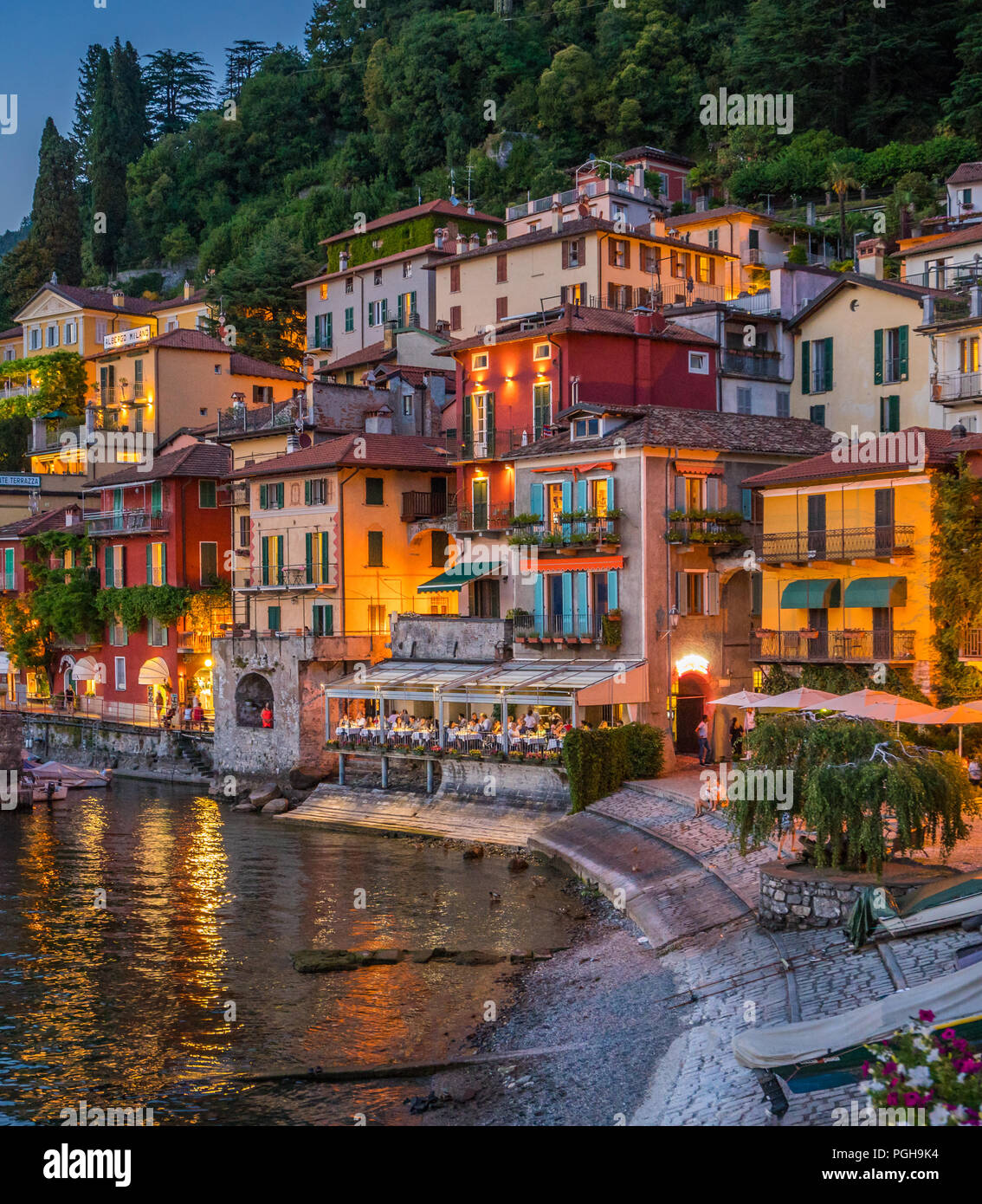 Scenic view in the beautiful Varenna in the evening, on Lake Como
