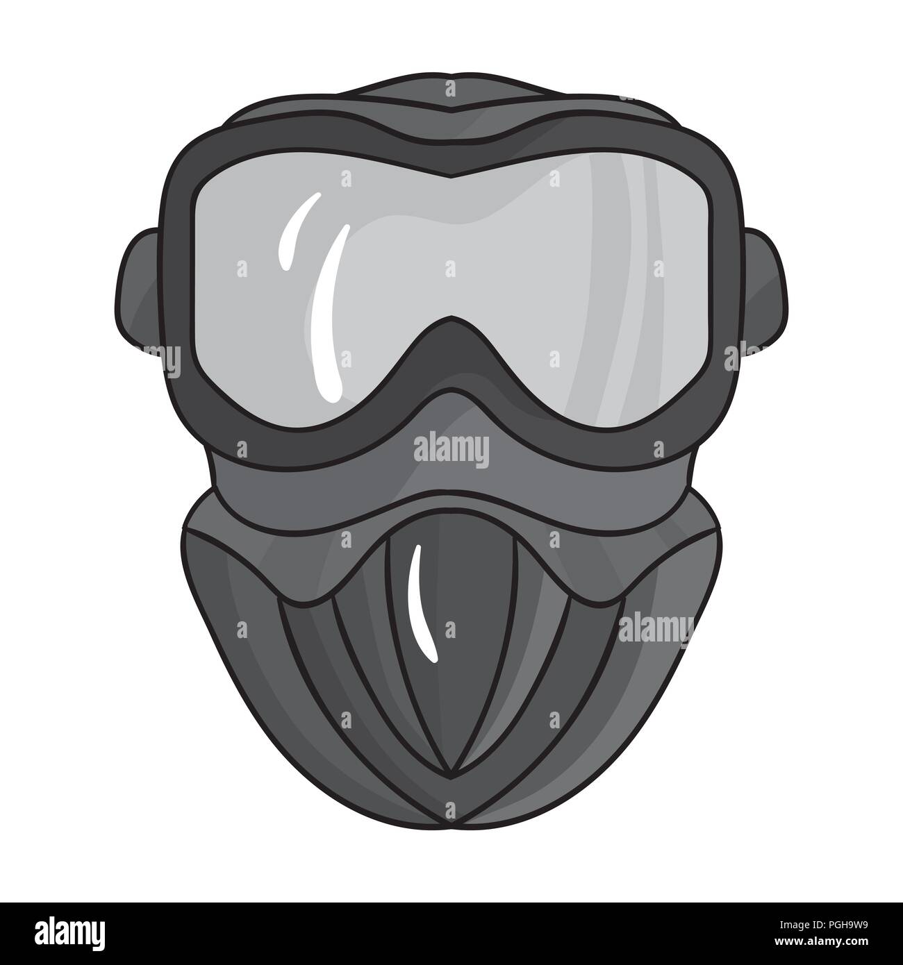 Paintball mask icon in outline design isolated on white background