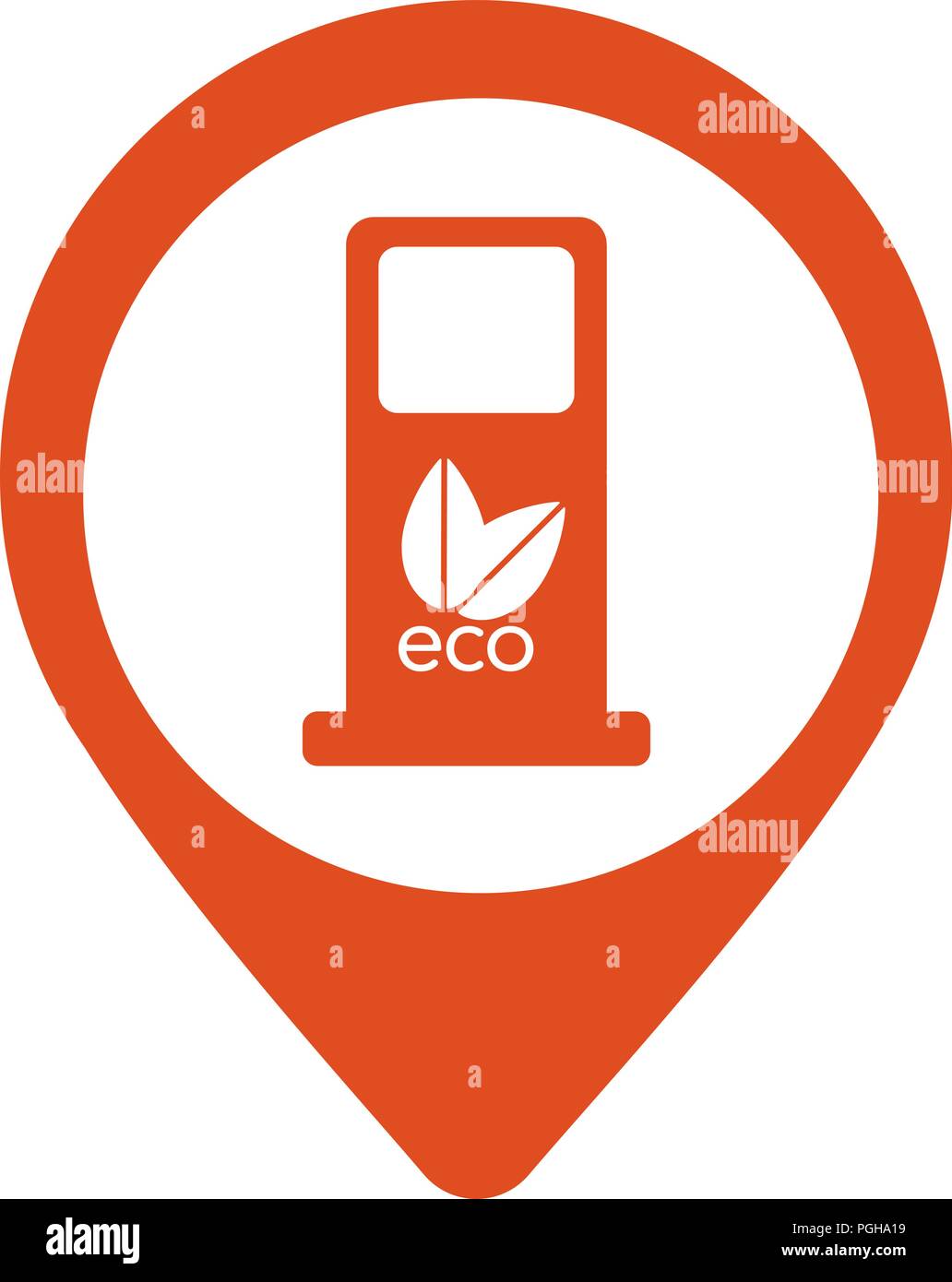 Location marker with fuel pump, abstract vector design. Stock Vector