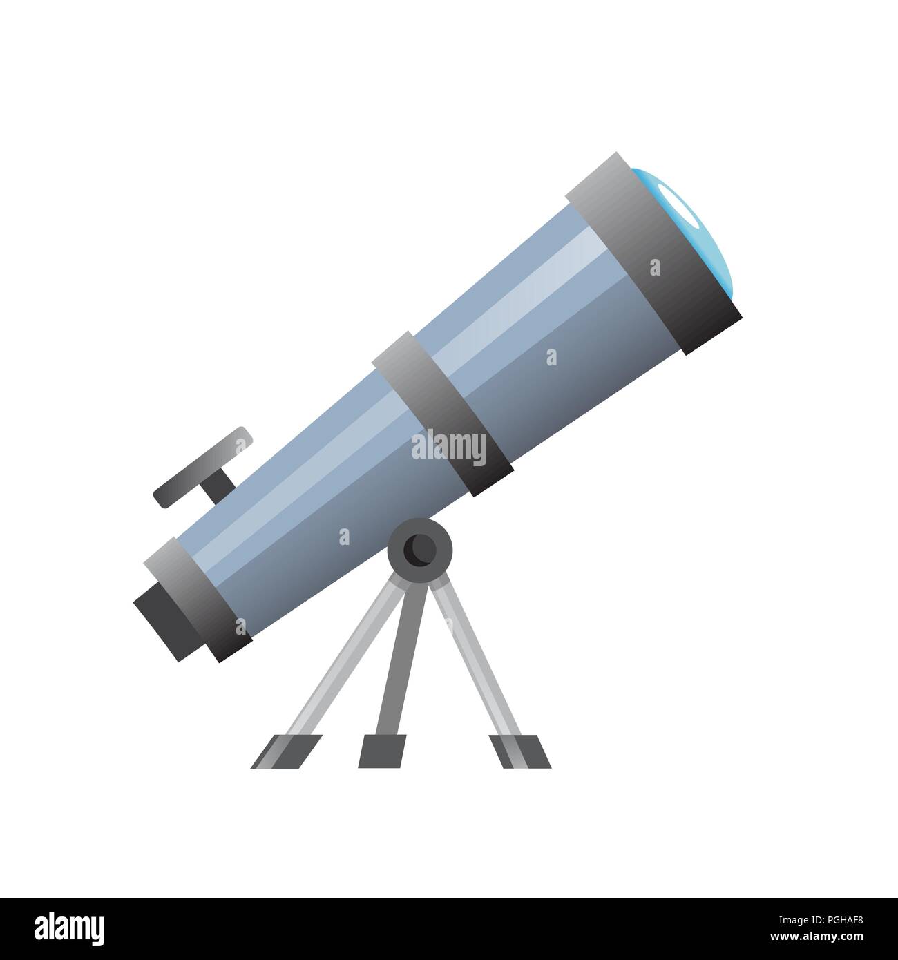 Telescope icon, school tool for astronomy lesson. Stock Vector