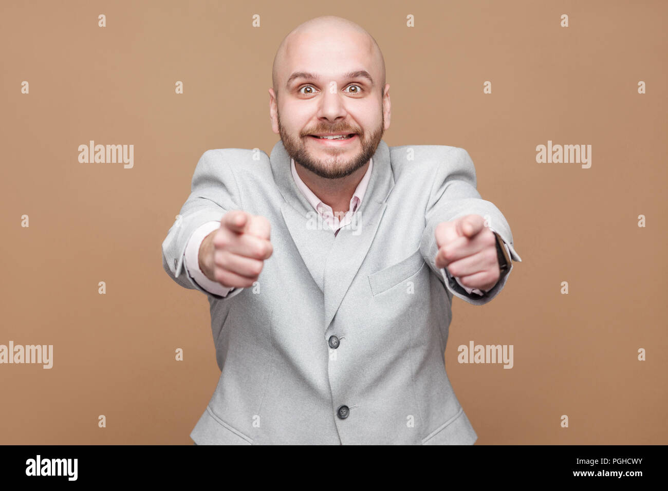 I Know You Portrait Of Handsome Middle Aged Bald Bearded Businessman