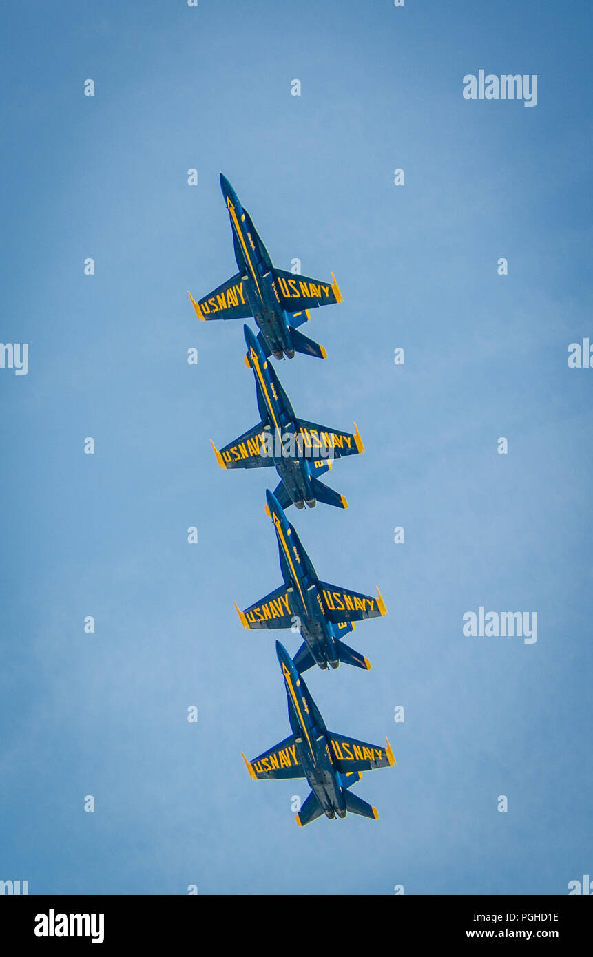 A formation of U.S. Navy F18 assigned to the Navy Flight