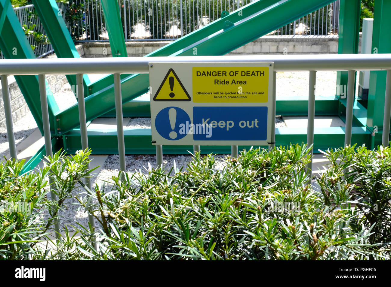 Danger of Death Ride Area Sign Keep Out Stock Photo Alamy