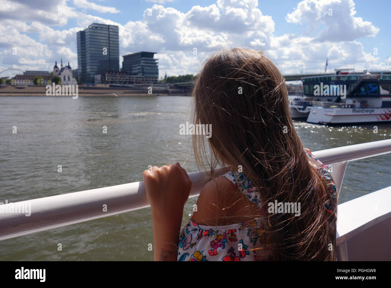 Beautiful Young Girl With Long Hair Looking Over Railings On A Cruise Ship On River Rhine In Cologne Germany Stock Photo Alamy