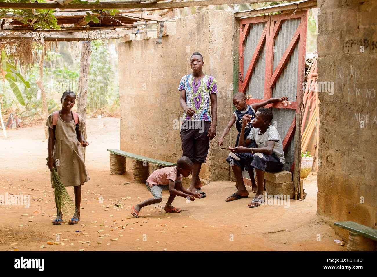 LOME, TOGO Jan 9, 2017 Unidentified Togolese young boys near the