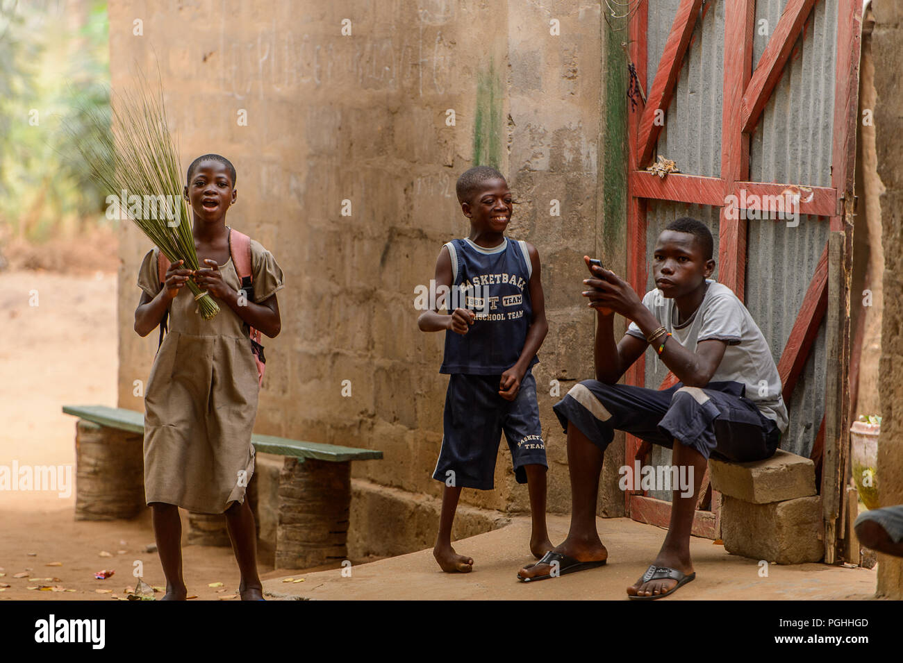 LOME, TOGO Jan 9, 2017 Unidentified Togolese group of people stand