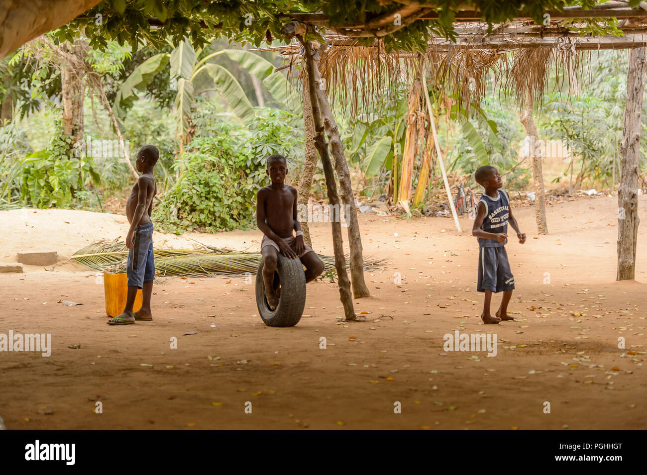 LOME, TOGO Jan 9, 2017 Unidentified Togolese young boys in the local