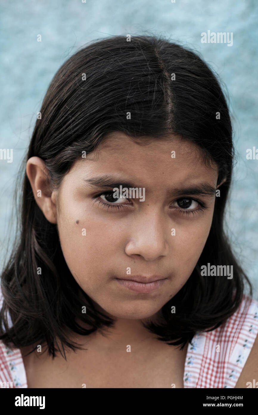 Portrait of young girl in Suchitoto, El Salvador Stock Photo