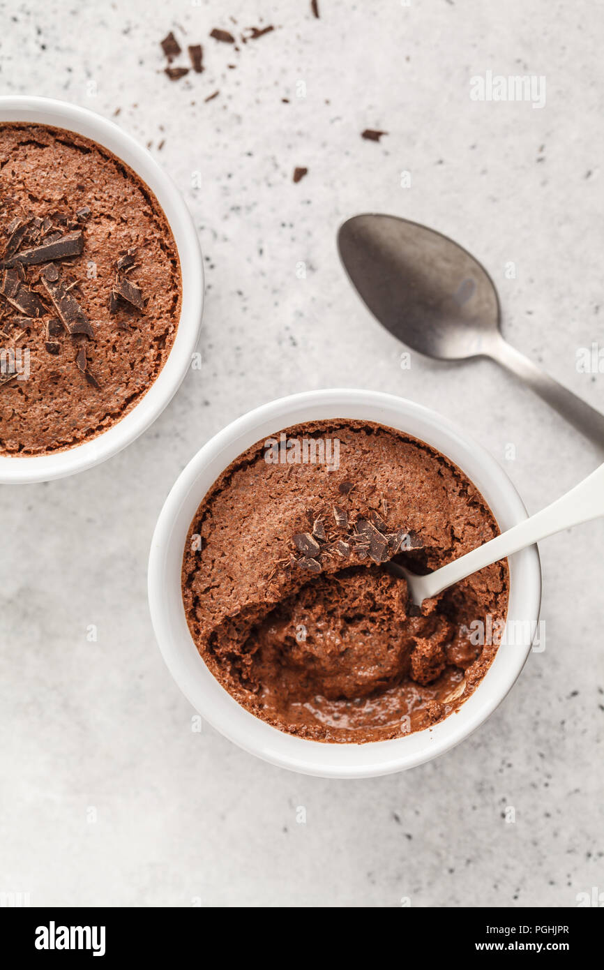 Chocolate Mousse Souffle From Aquafaba Vegan Chickpea Dessert Clean Eating Concept Stock Photo Alamy