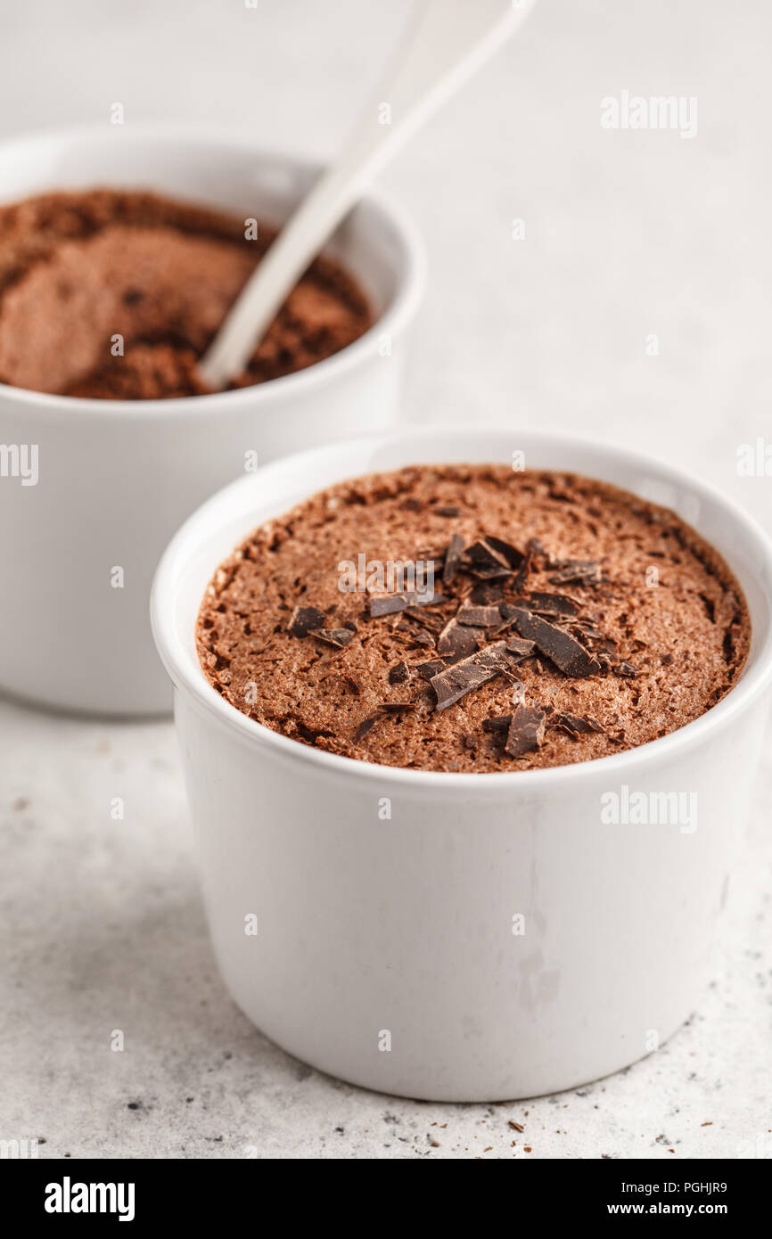 Chocolate Mousse Souffle From Aquafaba Vegan Chickpea Dessert Clean Eating Concept Stock Photo Alamy