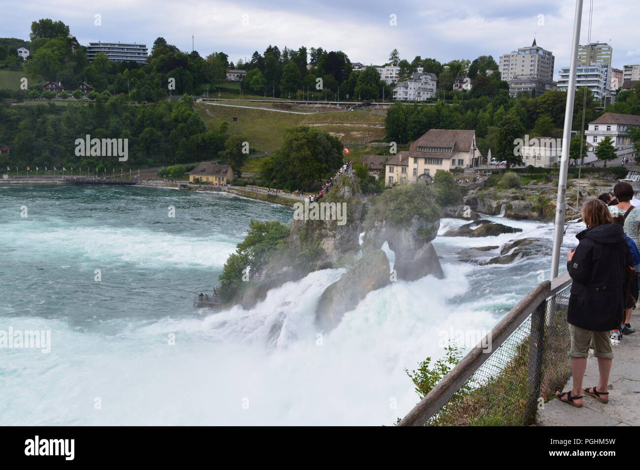Rhine Falls (Rheinfall) waterfalls, Neuhausen near Schaffhausen, Canton Schaffhausen, Switzerland Stock Photo