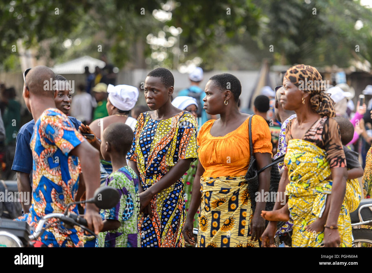 OUIDAH, BENIN - Jan 10, 2017: Unidentified Beninese group of people