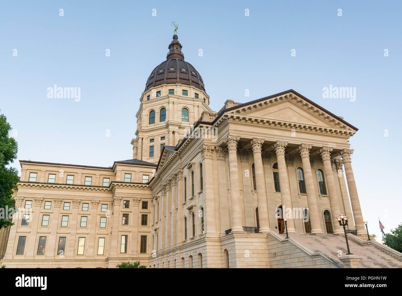 Exterior of the Kansas State Capital Building in Topeka, Kansas Stock Photo