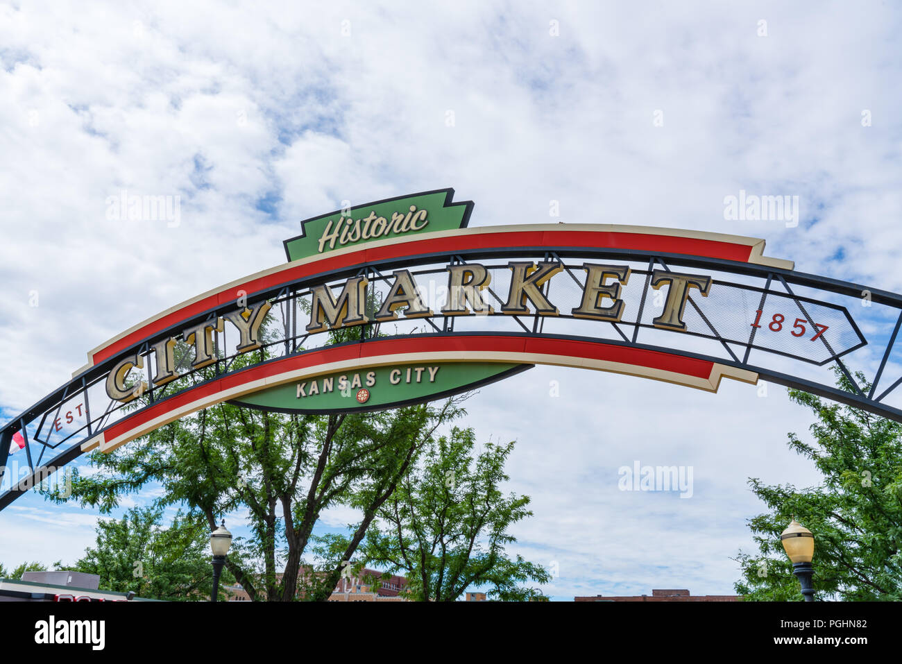 KANSAS CITY, MO - JUNE 20, 2018: Historic City Market sign in Downtown Kansas City, Missouri Stock Photo