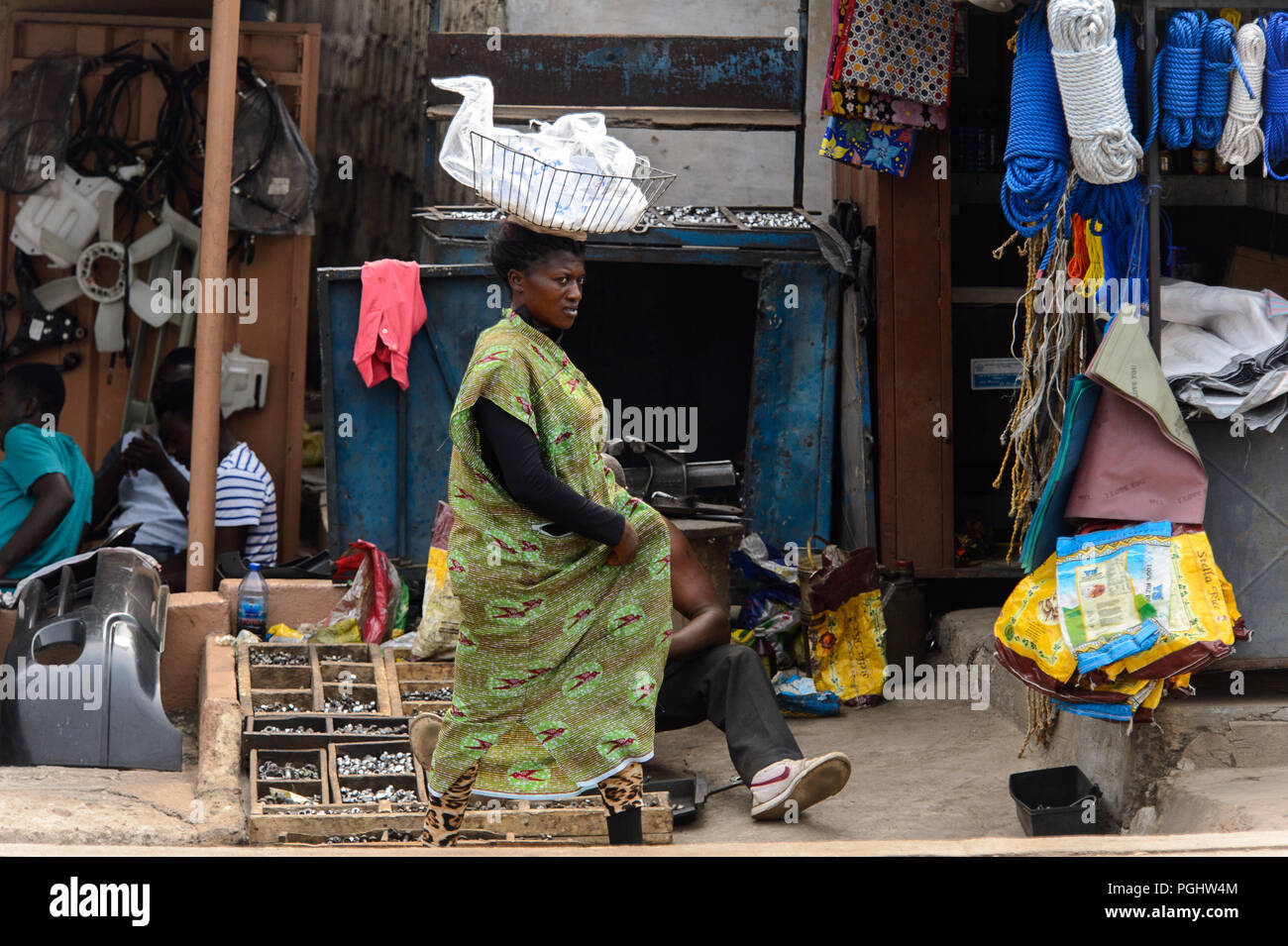 KUMASI, GHANA - Jan 16, 2017: Unidentified Ghanaian woman in green ...