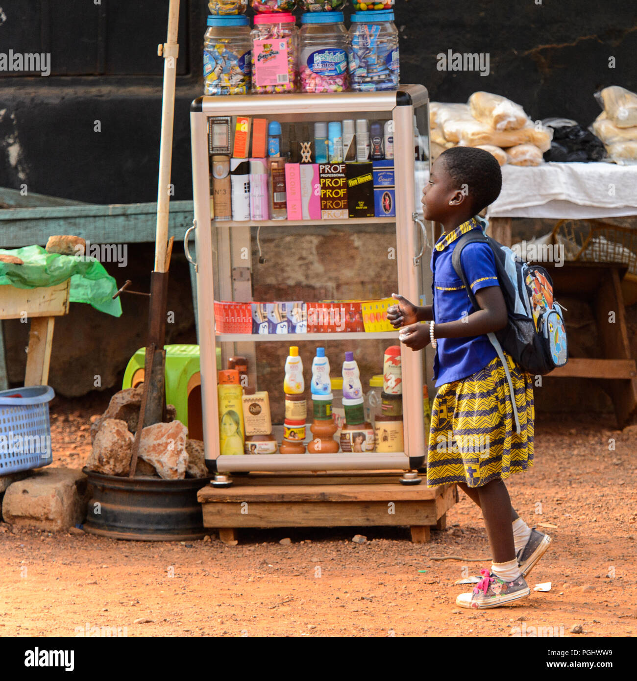 KUMASI, GHANA - JAN 16, 2017: Unidentified Ghanaian little girl in