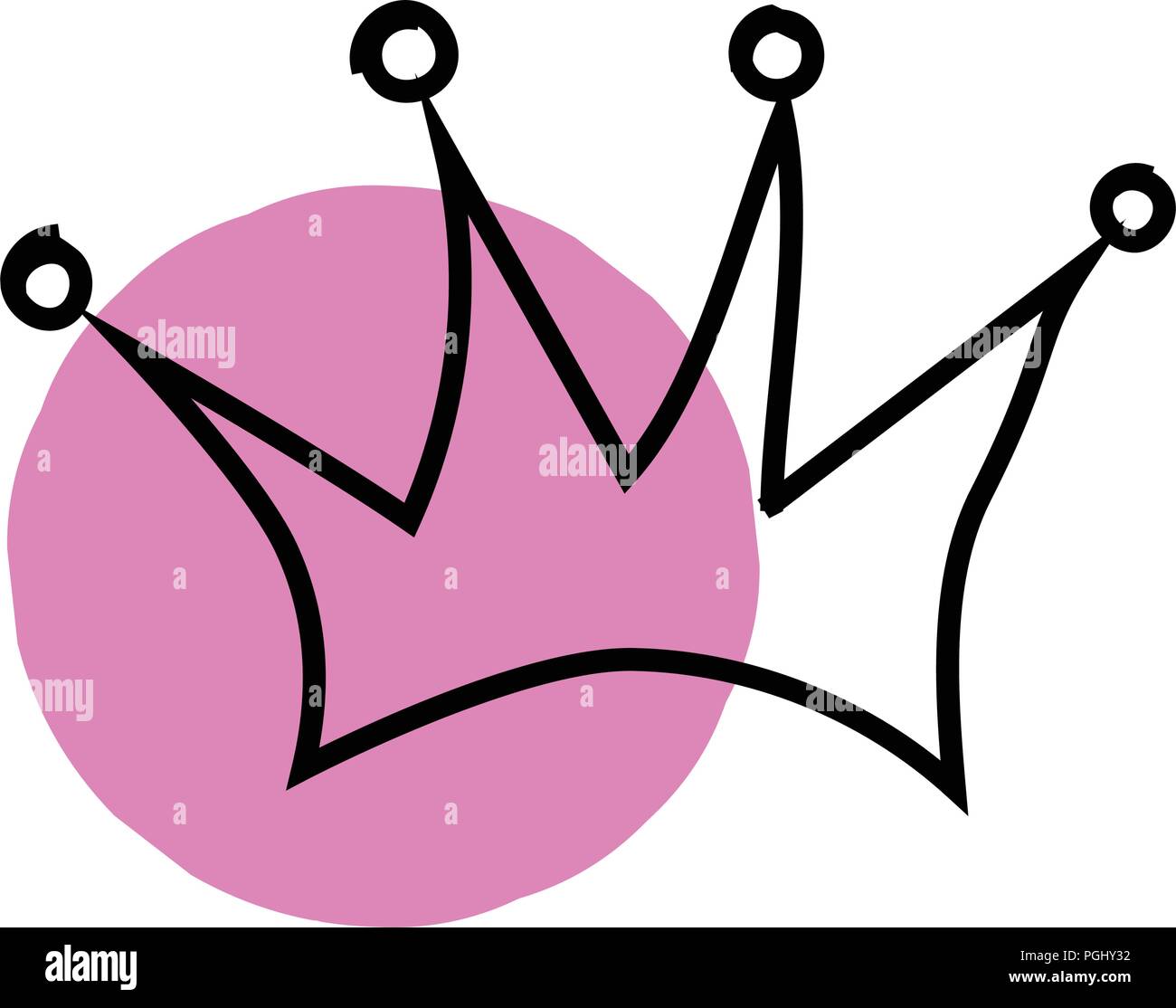 Vector illustration. Hand drawn pink crown on a white background Stock ...