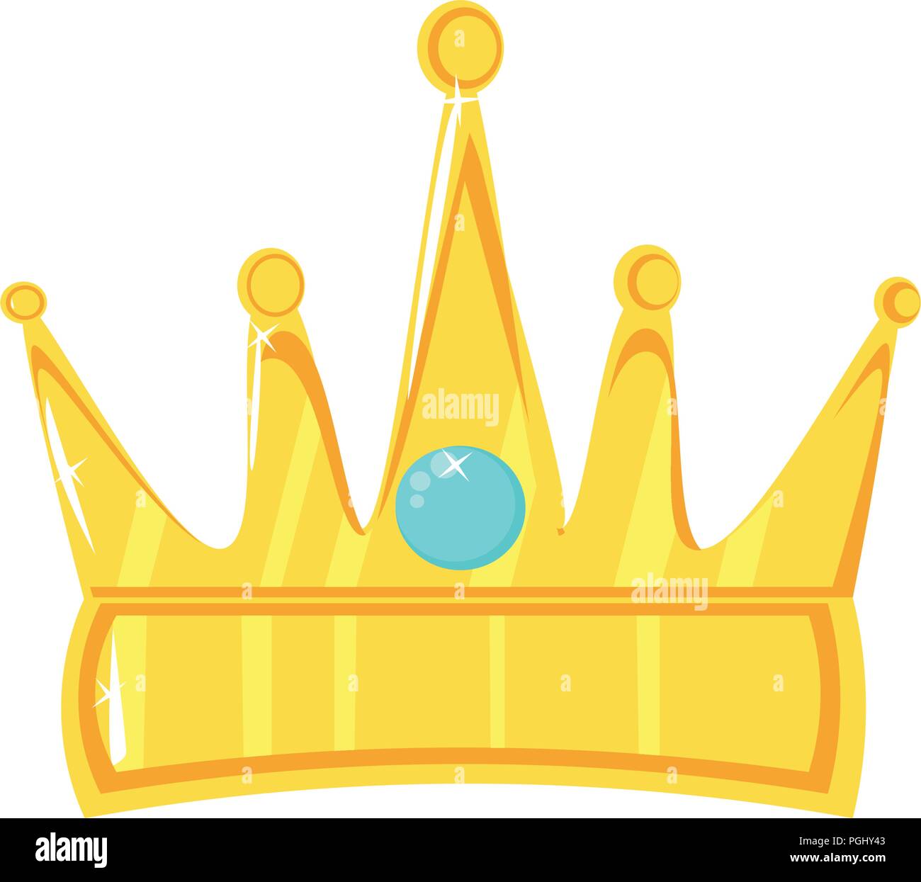 Vector illustration. Gold crown with precious stone on white background ...