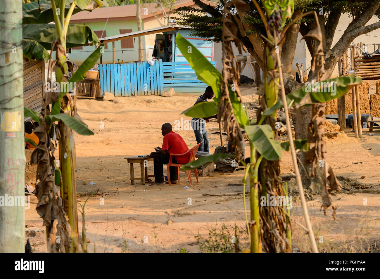 CENTRAL REGION, GHANA Jan 17, 2017 Unidentified Ghanaian man sits on
