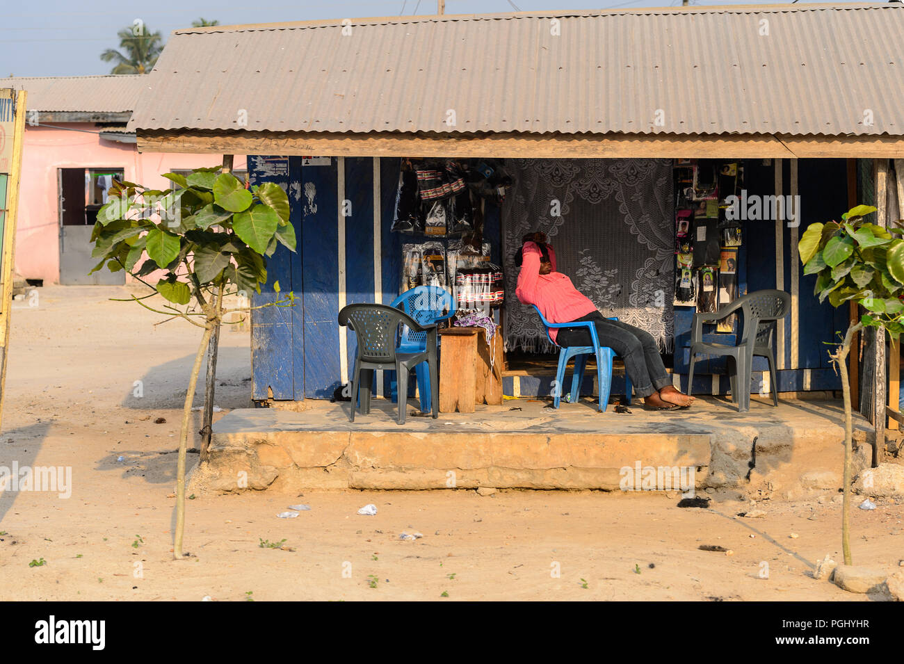 CENTRAL REGION, GHANA Jan 17, 2017 Unidentified Ghanaian woman sits